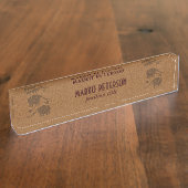 Bruin leder Kijk elefant Illustratie Naambordje (Zijkant)