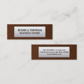 Bruin leder | Lederetiket met opschrift Mini Visitekaartje (Voorkant / Achterkant)