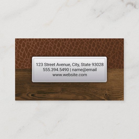 Bruin leder | Leren gestikte label houtnerf (Achterkant)