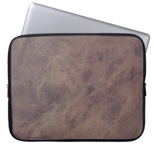 Bruin leder- Masculine Rustige huid Laptop Sleeve