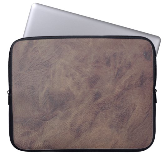 Bruin leder- Masculine Rustige huid Laptop Sleeve (Voorkant)