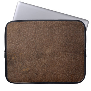 Bruin leder- Masculine Rustige huid Laptop Sleeve