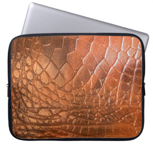 Bruin leder met een patroon in de vorm van een sch laptop sleeve