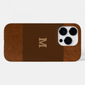 Bruin leder met klassieke monogram Case-Mate iPhone case (Achterkant (horizontaal))