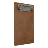Bruin leder mini klembord (Schuin)