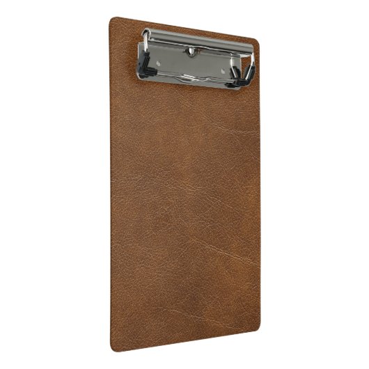 Bruin leder mini klembord (Schuin)