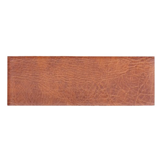 Bruin leder naambadge (Voorkant)