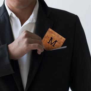  bruin leder   Rechthoekige grens Vierkante Visitekaartje