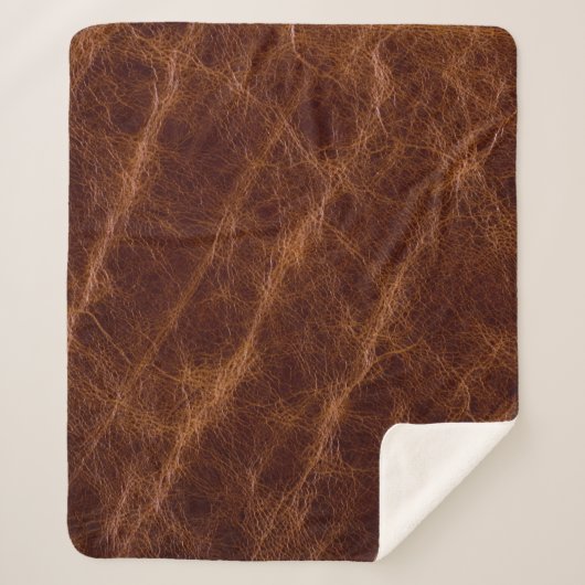 Bruin leder textureleder, textuur, abstract, acce sherpa deken (Voorkant)
