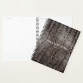 Bruin leder uit alligator Textuur en tiel Planner (Display)