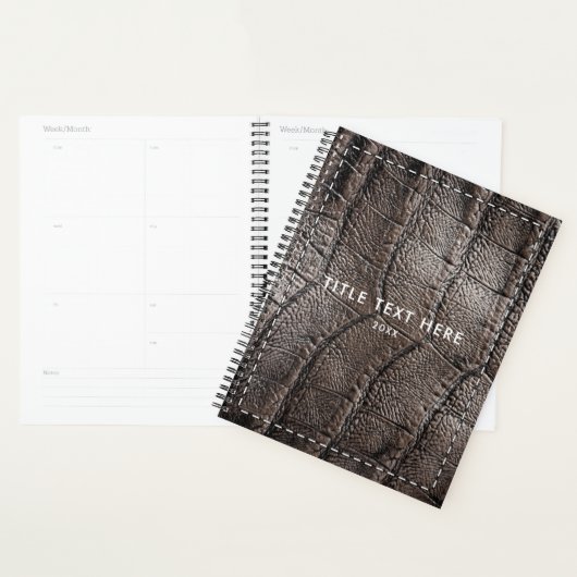 Bruin leder uit alligator Textuur en tiel Planner (Display)