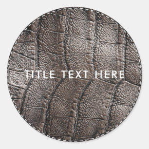 Bruin leder uit alligator Textuur en tiel Ronde Sticker