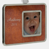 Bruin leder verzilverd kader ornament (Rechts)