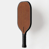 Bruin Lederen Afbeelding Aangepaste tekst Pickleball Paddle (Links)