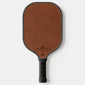 Bruin Lederen Afbeelding Custom Monogram Pickleball Paddle (Voorkant)