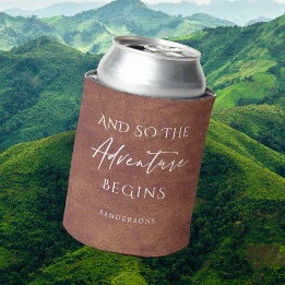 Bruin Lederen Avontuur Gepersonaliseerd Blikjeskoeler