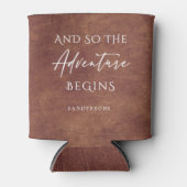 Bruin Lederen Avontuur Gepersonaliseerd Blikjeskoeler (Voorkant)