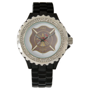 Bruin lederen kruisblussymbool horloge