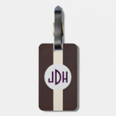 Bruin lederen patroon op maat gemaakt monogram bag bagagelabel (Achterkant verticaal)