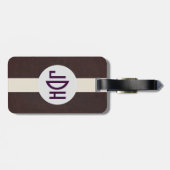 Bruin lederen patroon op maat gemaakt monogram bag bagagelabel (Achterkant horizontaal)