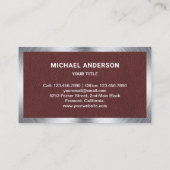 Bruin Lederen Staal Motorfiets Motorfiets Monteur Visitekaartje (Achterkant)