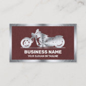 Bruin Lederen Staal Motorfiets Motorfiets Monteur Visitekaartje (Voorkant)