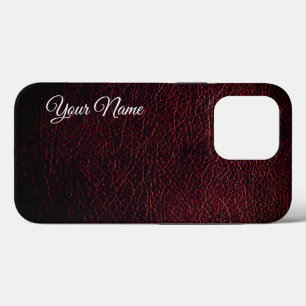 Bruin lederen textiel iPhone 13 pro hoesje