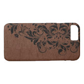 Bruin lederen textiel en zwart gelaat Case-Mate iPhone case (Achterkant (Horizontaal))