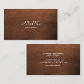 Bruin lederen textiel visitekaartje (Voorkant / Achterkant)