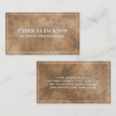 Bruin lederen textiel visitekaartje (Voorkant / Achterkant)