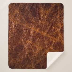 Bruin lederen texturele abstract, kunstmatig, acht sherpa deken