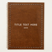 Bruin lederen textuur en schilderij planner (Voorkant)