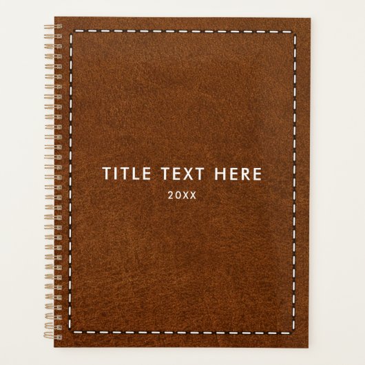 Bruin lederen textuur en schilderij planner (Voorkant)