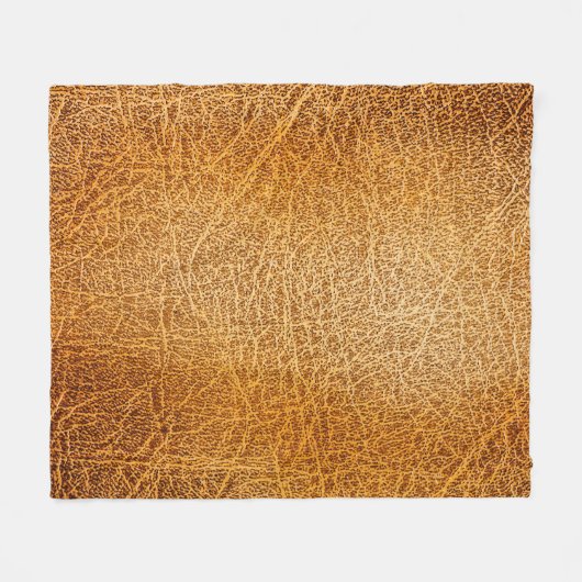 Bruin leer: Gedetailleerde Textuurclose-up Fleece Deken (Voorkant (Horizontaal))