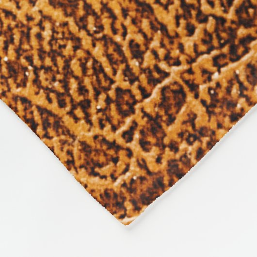 Bruin leer: Gedetailleerde Textuurclose-up Fleece Deken (Hoek)