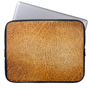 Bruin leer: Gedetailleerde Textuurclose-up Laptop Sleeve