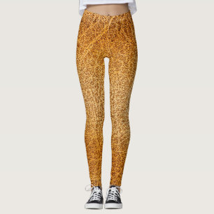 Bruin leer: Gedetailleerde Textuurclose-up Leggings