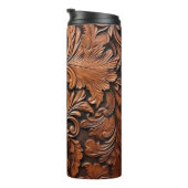 Bruin leer in reliëf thermosbeker (Geroteerd rechts)