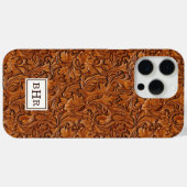 Bruin Leer Met Stempel Monogram Case-Mate iPhone Case (Achterkant (horizontaal))