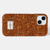 Bruin Leer Met Stempel Monogram Case-Mate iPhone Case (Achterkant (horizontaal))