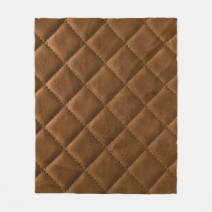 Bruin leer, ruitmotief tekening fleece deken