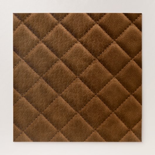 Bruin leer, ruitmotief tekening legpuzzel (Verticaal)