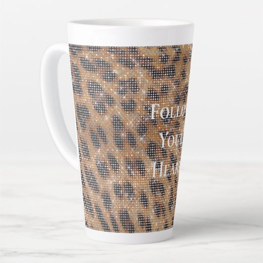 Bruin Leopard Animal Print Sparkle Latte Mok (Linkerhoek)