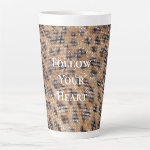 Bruin Leopard Animal Print Sparkle Latte Mok