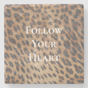 Bruin Leopard Animal Print Sparkle Stenen Onderzetter