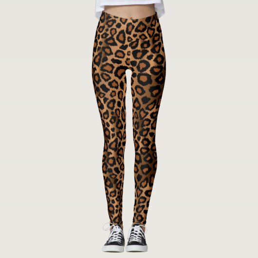 Bruin leopard Animal Skin Print Leggings (Voorkant)