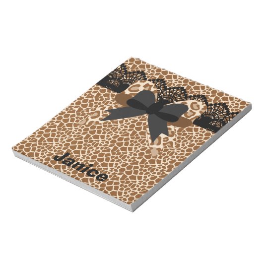 Bruin leopard Lace & Bow Small Notitieblok (Gedraaid)