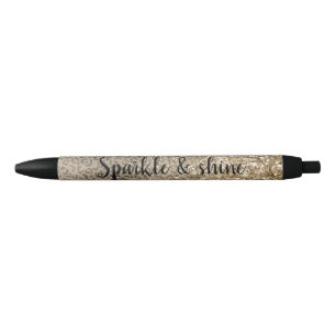 Bruin leopard Print Gold Glitter sparter Zwarte Inkt Pen