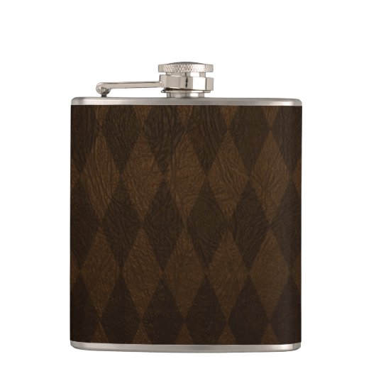 bruin leren harlequinepatroon heupfles (Voorkant)