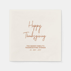 Bruin Lettering Gelukkig Thanksgiving Party Servet